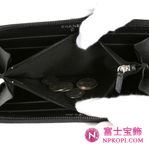 シャネル クルーズライン カメリア 長財布 ブラック A47007